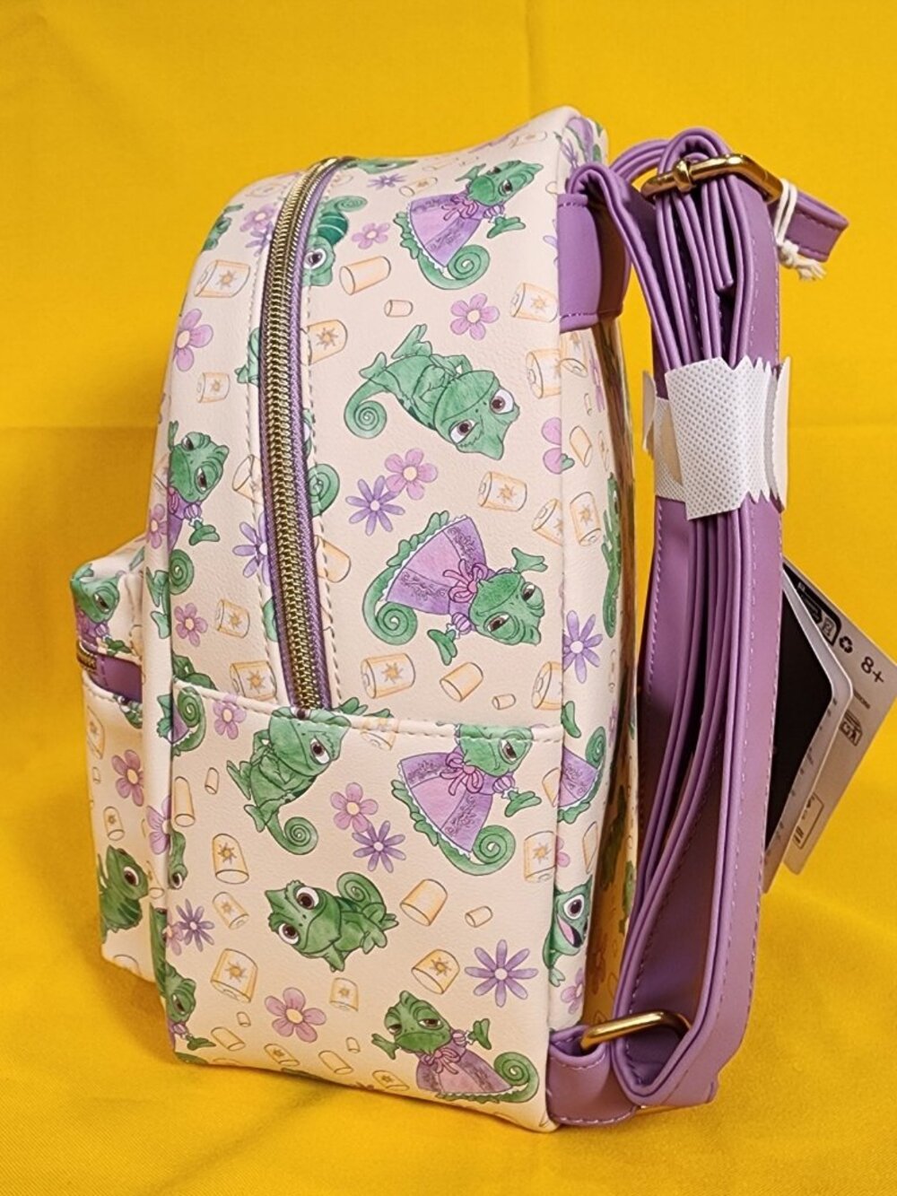 Loungefly Disney Tangled Pascal Purple Dress AOP Expressions Mini Backpack NEW - Picture 6 of 10